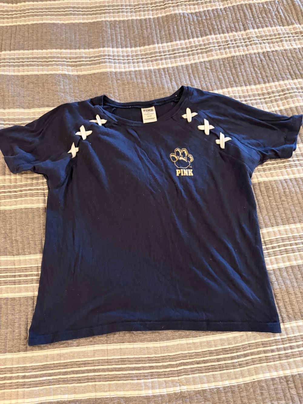 PINK Victoria's Secret Women’s Small Navy PITT Short Sleeve Tee